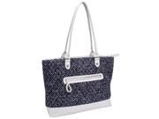 Parinda 11165 ALLIE Quilted Fabric with Croco Faux Leather Tote Tweed Smoke