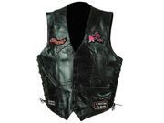 Diamond Plate GFVLADYL Ladies Rock Design Genuine Leather Vest with Patches
