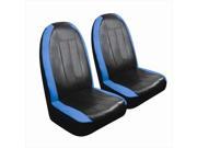 Pilot Automotive SC 440B Sport Synthetic Leather Pair Seat Covers Black Blue 2 Piece Set