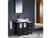 Fresca FVN62 2412ES VSL Torino 36 in. Espresso Modern Bathroom Vanity with Side Cabinet Vessel Sink