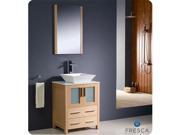 Fresca FVN6224LO VSL Torino 24 in. Light Oak Modern Bathroom Vanity with Vessel Sink