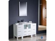 Fresca FVN62 122412WH UNS Torino 48 in. White Modern Bathroom Vanity with 2 Side Cabinets Integrated Sink