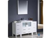 Fresca FVN62 123012WH UNS Torino 54 in. White Modern Bathroom Vanity with 2 Side Cabinets Integrated Sink