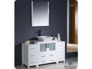 Fresca FVN62 123012WH VSL Torino 54 in. White Modern Bathroom Vanity with 2 Side Cabinets Vessel Sink