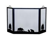 Uniflame Deluxe 3 Panel Black W.I. Screen With Hunting Bear Scene S 1336