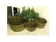 Shineco 5010OG Set of 4 Shallow Cedar Barrel Planters Olive Green