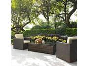Crosley Furniture KO70004BR Palm Harbor 3 Piece Outdoor Wicker Seating Set Two Outdoor Wicker Chairs and Glass Top Table
