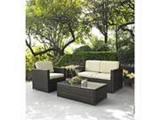 Crosley Furniture KO70006BR Palm Harbor 3 Piece Outdoor Wicker Seating Set Loveseat Chair and Glass Top Table