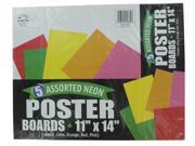 Norcom Inc 79885 12 11 in. X 14 in. Neon Poster Boards Assorted Colors 5 Count Pack Of 12