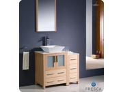 Fresca FVN62 2412LO VSL Torino 36 in. Light Oak Modern Bathroom Vanity with Side Cabinet Vessel Sink