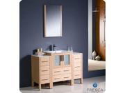 Fresca FVN62 122412LO UNS Torino 48 in. Light Oak Modern Bathroom Vanity with 2 Side Cabinets Integrated Sink