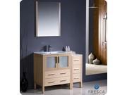 Fresca FVN62 3012LO UNS Torino 42 in. Light Oak Modern Bathroom Vanity with Side Cabinet Integrated Sink