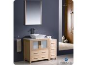 Fresca FVN62 3012LO VSL Torino 42 in. Light Oak Modern Bathroom Vanity with Side Cabinet Vessel Sink