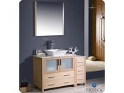 Fresca FVN62 3612LO VSL Torino 48 in. Light Oak Modern Bathroom Vanity with Side Cabinet Vessel Sink