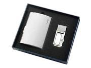 Aeropen International GCM87S Silver Set with Card Case and Two Tone Money Clip with Stone