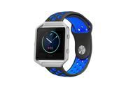 Element Works EW-FBSB2LG-BKBL Silicone Band with Silver Frame for Fitbit Blaze, Black & Blue - Large