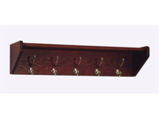 Wooden Mallet 33 Wall Mount Shelf with 5 Hook Hat and Coat Display Rack Mahogany