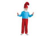Boys Cartoon costume features a red and blue jumpsuit and a headpiece with attached beard