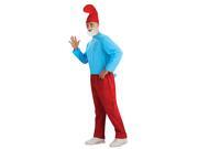 Mens cartoon costume features a shirt, pants and headpiece with beard
