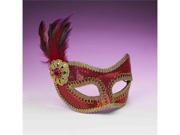 Red And Gold Sequin Costume Fashion Masquerade Mask With Feather