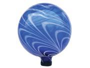 Garden Odyssey Glass Gazing Globe Blue and White Swirl 10in