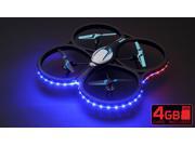 Hero RC V626 UFO Drone with Camera and LED 4 Channel 6 Axis Gyro Headless Mode Quadcopter 2.4ghz Ready to Fly w/ 4GB Memory Card