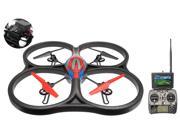 WLtoys V666 5.8G FPV 6 Axis 2.4G RC Quadcopter Drone with HD Camera Monitor RTF Red w/4GB Memory Card