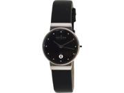 Skagen Women's 355SSLB Black Leather Analog Quartz Watch with Black Dial