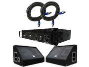 Seismic Audio SA 15MXPKG1 Pair of 15 Inch Floor or Stage Monitors Amplifier and Cables Add On PA DJ Karaoke Live Band use