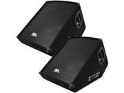 Seismic Audio SA 15MT PW Pair Pair of Powered 2 Way 15 Floor Stage Monitors Wedge Style with Titanium Horns 350 Watts RMS PA DJ Stage Studio Live S