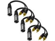 Seismic Audio SA Y6 4 4 Pack of 6 Inch Splitter Patch Y Cables 1 XLR Male to 2 RCA Male