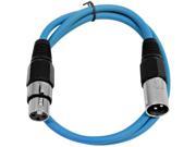 Seismic Audio Blue 2 XLR male to XLR female Patch Cable