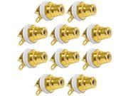 Seismic Audio - Sapt230-10pack - 10 Pack Of Rca Gold Plated Chassis Mount Connectors - White Pro Audio