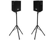 Seismic Audio Pair of 8 PA Speakers with two tripod speaker stands
