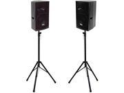 Seismic Audio Magma 12PW Pair PKG1 Pair of Premium Powered 12 PA Speakers with two Tripod Speaker Stands