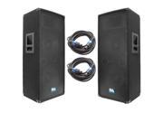 Seismic Audio SA 122T PKG22 Pair of Dual 12 DJ Speakers with two 35 Speaker Cables Dual 12 Inch DJ Loudspeakers Club Speakers