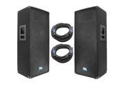 Seismic Audio SA 122T PKG23 Pair of Dual 12 Inch PA DJ Loudspeakers and 50 Speaker Cables Dual 12 Inch Club Party Loud Speakers