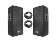 Seismic Audio SA 100T PKG22 Pair of Dual 10 DJ Speakers with two 35 Speaker Cables Dual 10 Inch DJ Loudspeakers Club Speakers