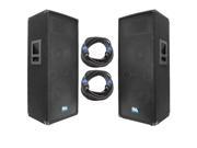 Seismic Audio SA 122T PKG21 Pair of Dual 12 PA DJ Speakers with two 25 Speaker Cables Dual 12 Inch PA Speaker and Cables Bundle