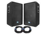 Seismic Audio SA 15T PKG21 Pair of 15 PA DJ Speakers with two 25 Speaker Cables 15 Inch PA Speaker and Cables Bundle