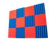 Seismic Audio SA FMDM2 Red Blue 6Each 12 Pack of Red Blue 2 Inch Studio Acoustic Foam Sheets Noise Canceling Foam Wedge Tiles