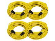 Seismic Audio TW12S100Yellow 4Pack Four Pack of 12 Gauge 100 Foot Yellow Speakon to Speakon Professional Speaker Cables 12AWG 2 Conductor Speaker Cables