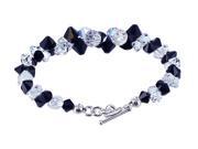 Sterling Silver Cluster Black and Clear Crystal Bracelet 8 inch Made with Swarovski Elements
