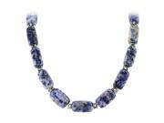 Stainless Steel 9mm x 19mm Sodalite Stone 17 to 19 inch Adjustable Necklace with Lobster Clasp