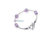Sterling Silver Lavender Cube Crystal Bracelet 7.5 inch Made with Swarovski Elements