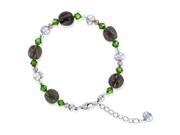 Sterling Silver 7 to 8.5 Length Adjustable Bracelet Made with Swarovski Elements Nugget Pearl and Multicolor Crystal