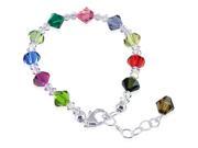 Sterling Silver Alternating Colors Crystal adjustable Bracelet 7 to 8 inch Made with Swarovski Elements