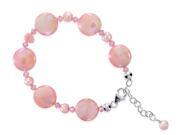 Sterling Silver 7 to 8 Length Adjustable Bracelet Made with Swarovski Elements Pink Mother of Pearl and Crystal