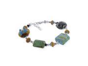 Sterling Silver Hand made 12mm Wide Blown Glass and Crystal Bracelet 7 inch Made with Swarovski Elements