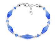 Sterling Silver Dark Blue Crystal Bracelet 7 inch Made with Swarovski Elements